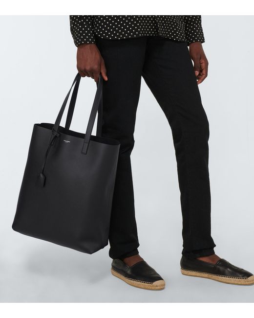 Save 8% Saint Laurent Grained Leather Bold Shopping Bag in Black for Men Mens Bags Tote bags 