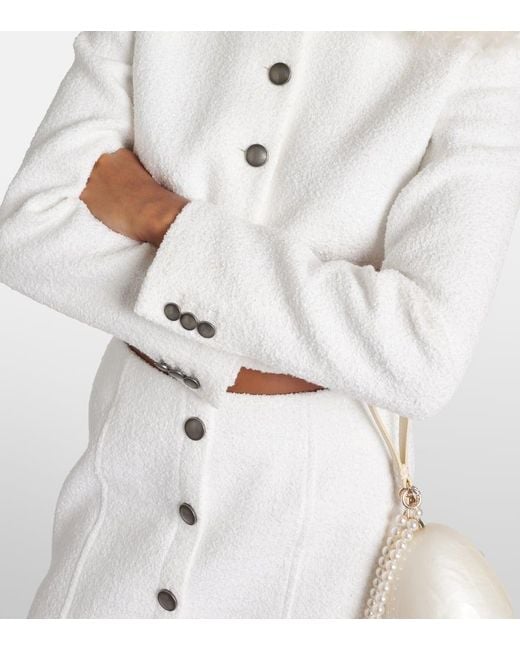 Alessandra Rich White Cropped Checked Tweed Jacket