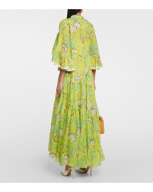 Dorothee Schumacher Green Floral Ramie Maxi Dress