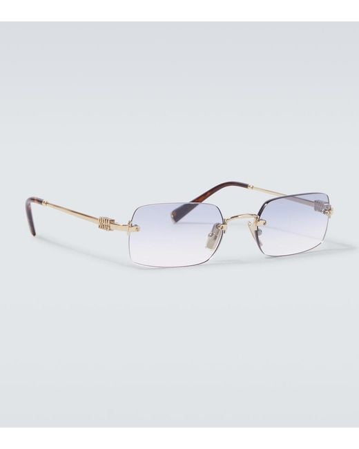 Miu Miu Metallic Logo Rectangular Sunglasses for men