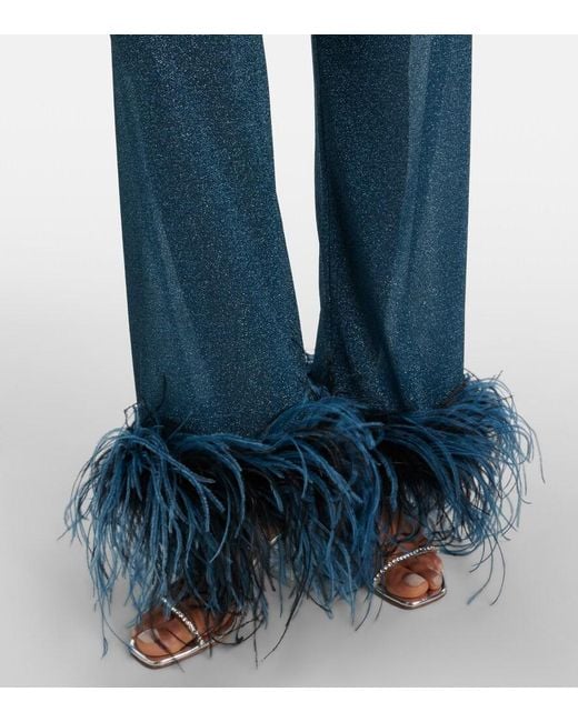 Oseree Blue Lumiere Plumage Wide-Leg Pants