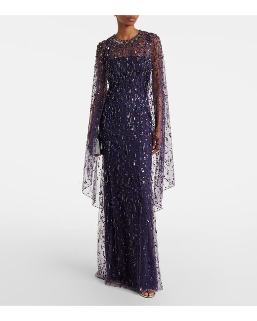 Jenny Packham Blue Hestia Embellished Gown