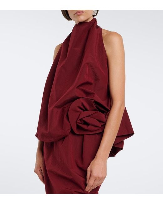 Magda Butrym Red Halterneck Cotton And Silk Top