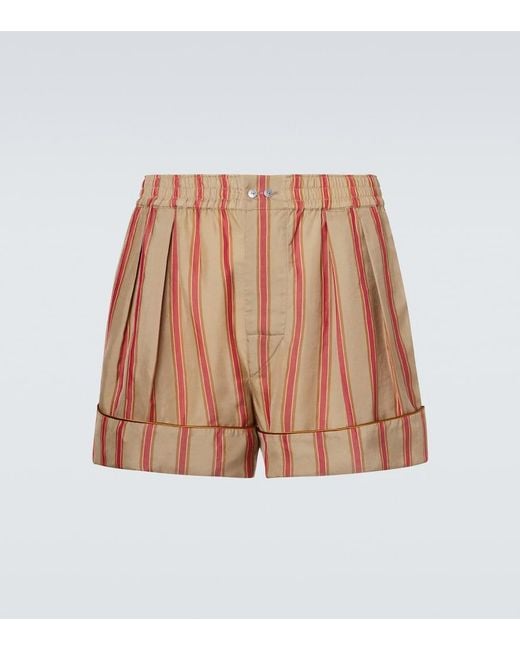 Saint Laurent Brown Striped Twill Shorts for men