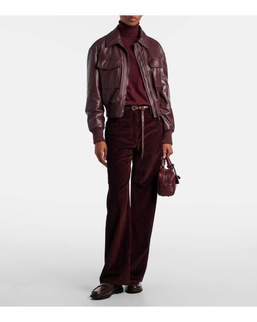 Brunello Cucinelli Purple Monili Corduroy Straight Pants