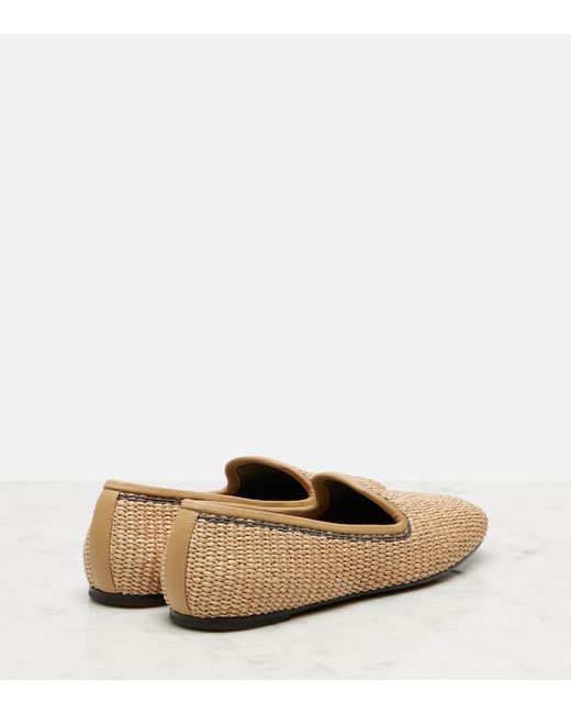 Brunello Cucinelli Natural Slip-Ons Monili Aus Raffiabast