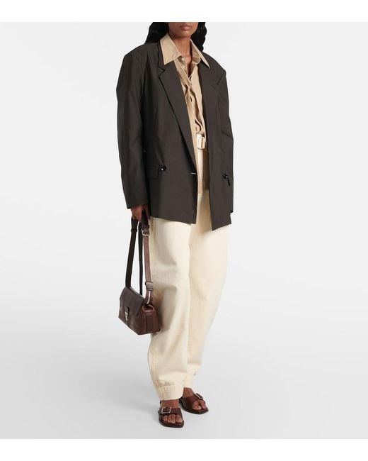 Blazer De Algodon Y Seda Con Cinturon Lemaire de color Black