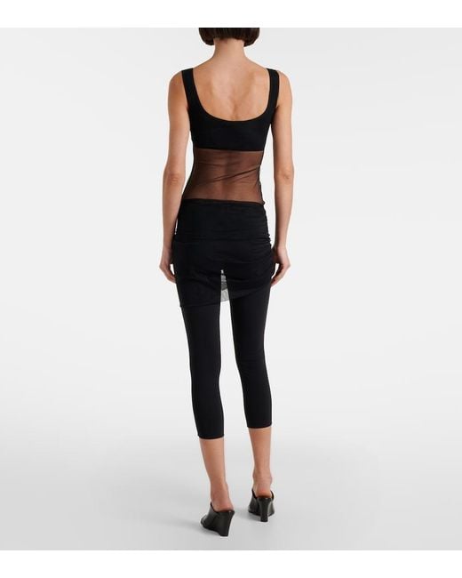Nensi Dojaka Black Cropped Tulle-Trimmed Leggings