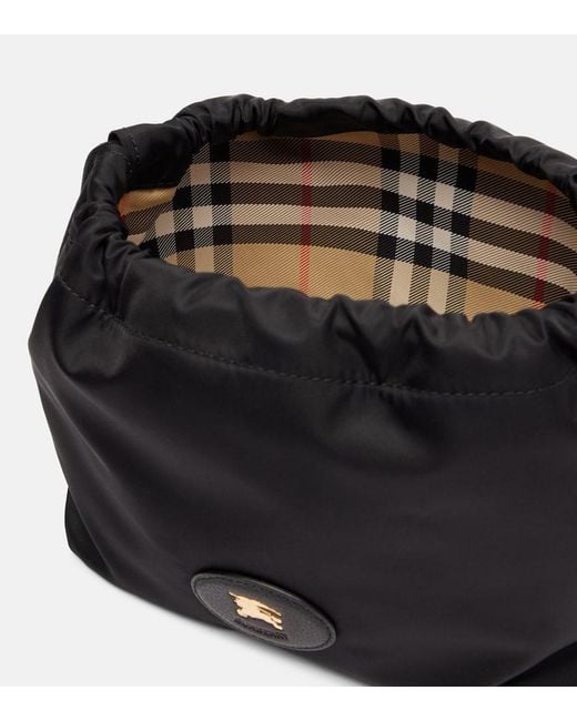 Burberry Black Reversible Leather-Trimmed Pouch