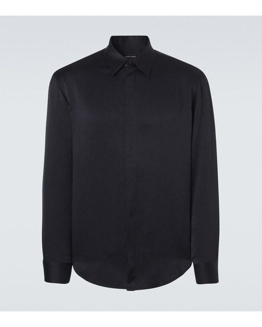 Giorgio Armani Blue Silk Shirt for men