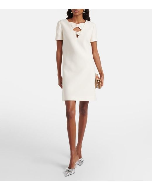 Valentino White Crepe Couture Bow-Detail Minidress