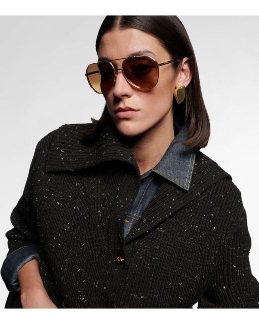 Bottega Veneta Brown Light Ribbon Aviator Sunglasses