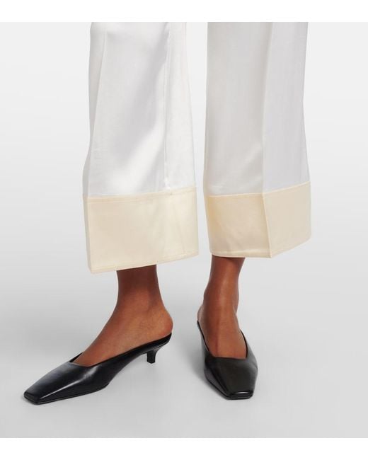 Totême White Cropped Satin Wide-Leg Pants