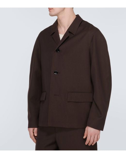 Manteau en laine et lin Lemaire pour homme en coloris Brown