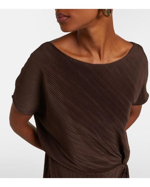 Vince Brown Pleated Midi Dress