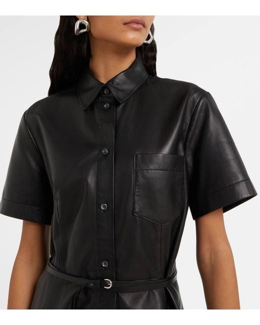 Altuzarra Black Kiera Leather Shirt Dress
