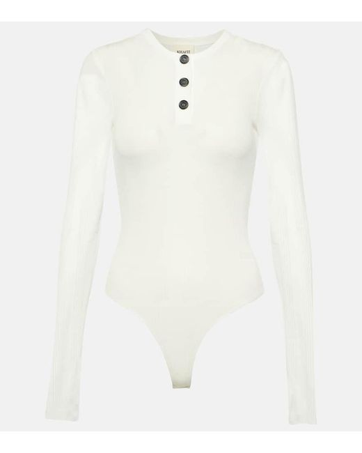 Khaite White Janelle Cotton-blend Jersey Bodysuit