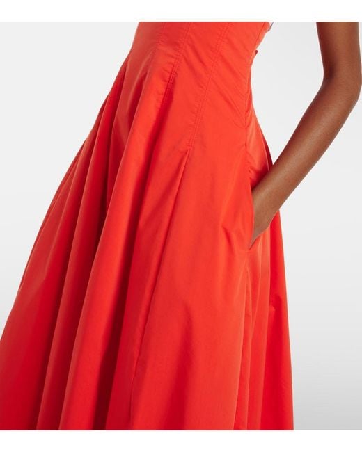 Jonathan Simkhai Red Maddy Cotton-Blend Poplin Midi Dress