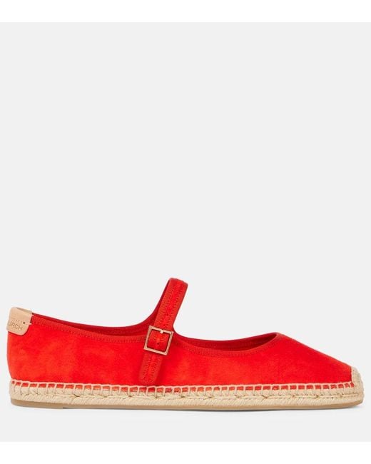 Tory Burch Red Suede Mary Jane Flats