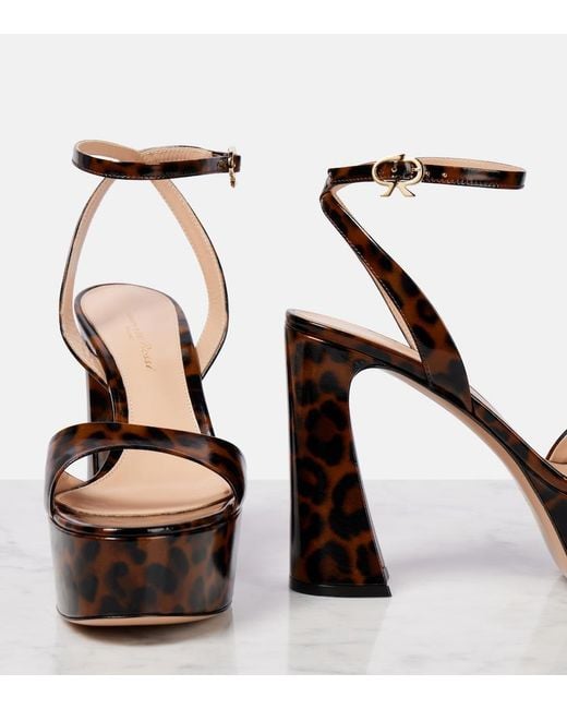Gianvito Rossi Brown Nancy 110 Leopard-Print Platform Sandals