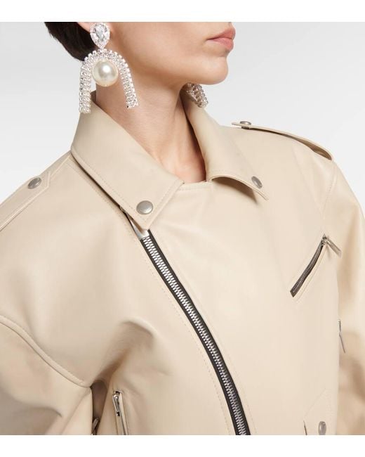Magda Butrym White Cropped-Bikerjacke Aus Leder