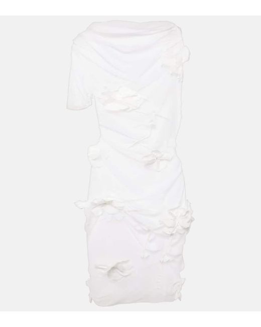 Jacquemus White La Mini Robe Bocciolo Silk-blend Minidress