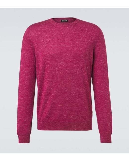 Zegna Pink Silk, Cashmere, And Linen Sweater for men