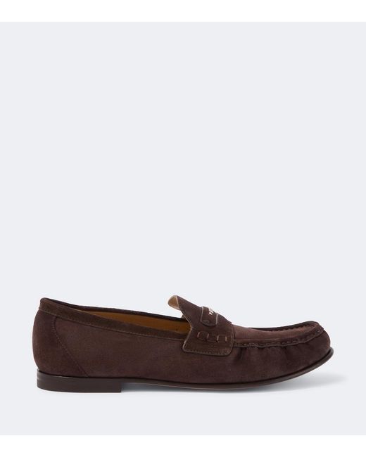 Fendi Brown Scrunch Suede Penny Loafers for men