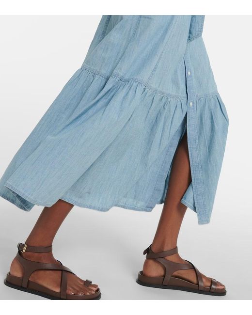 Polo Ralph Lauren Blue Hemdblusenkleid Aus Baumwoll-Chambray