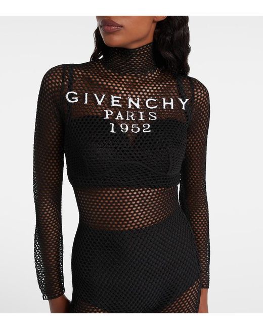 Givenchy Gray Mesh Turtleneck Bodysuit