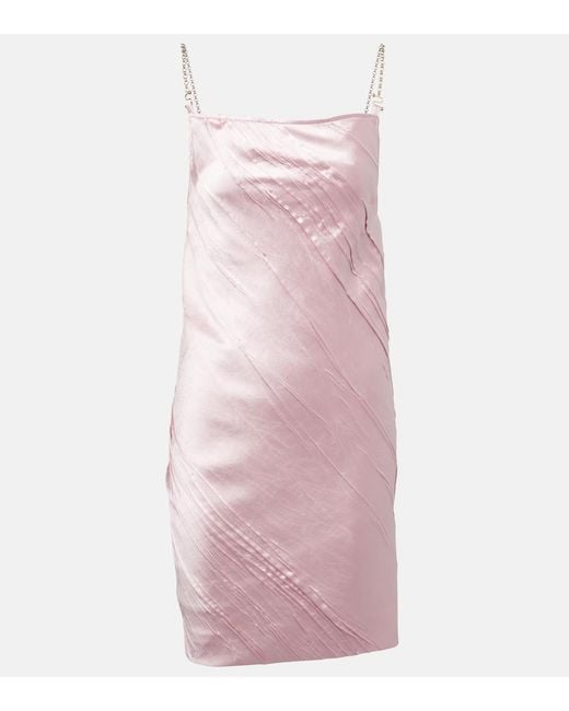 Sportmax Pink Carta Pleated Satin Minidress