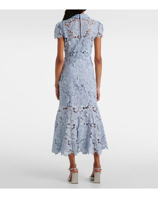 Self-Portrait Blue Floral Lace Cocktail Dress