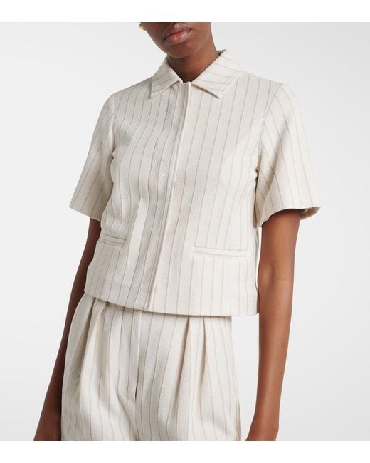 Max Mara White Striped Cotton Jacket