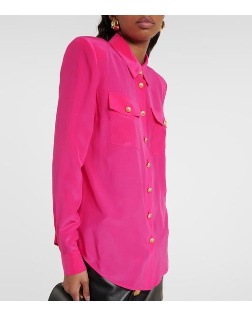 Balmain Pink Hemd aus Crepe de Chine aus Seide