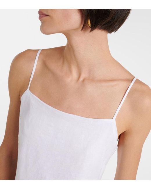 Velvet White Pilar Linen Minidress