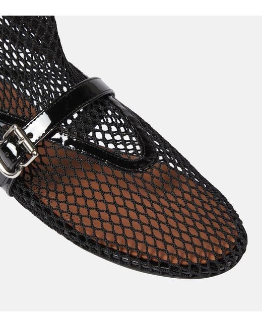 Alaïa Black Fishnet Leather-Trimmed Ankle Boots