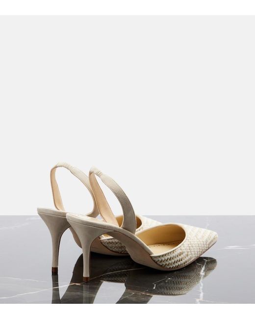 Manolo Blahnik Natural Carolyne Woven Slingback Pumps