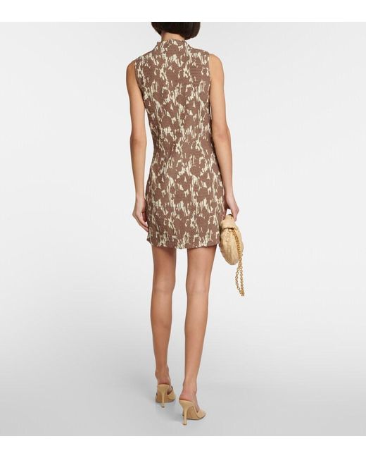 Proenza Schouler Natural Label Smocked Floral Jersey Minidress