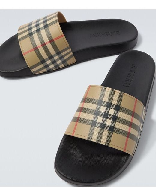Burberry Natural Check Slides for men