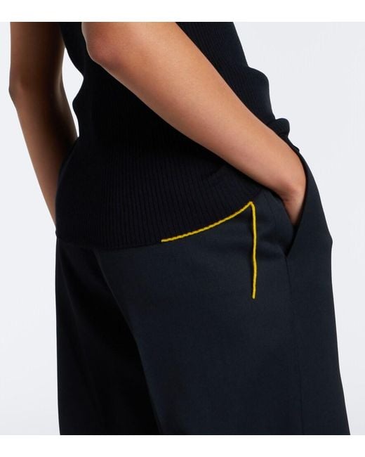 Fendi Black Ribbed-Knit Wool-Blend Polo Shirt
