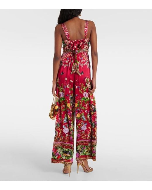 Camilla Red Printed Silk Jumpsuit