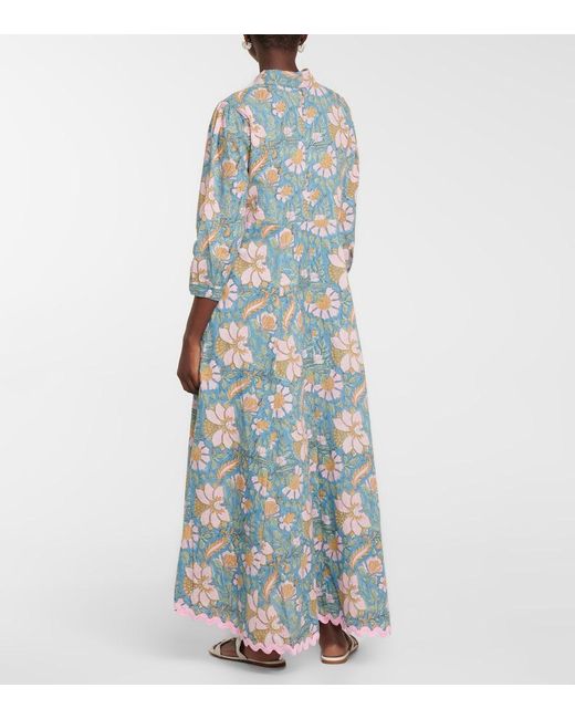 Juliet Dunn Blue Bedrucktes Maxikleid Aus Baumwolle