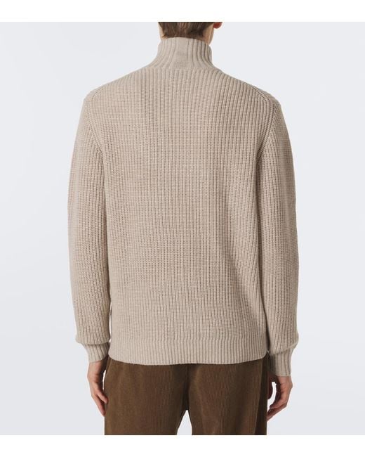 Allude Natural Wool And Cashmere Half-Zip Sweater for men