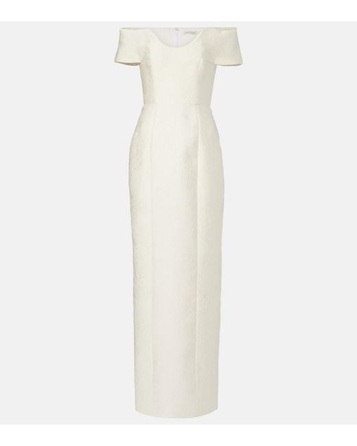 Emilia Wickstead White Aislinn Floral Pencil Cloque Gown