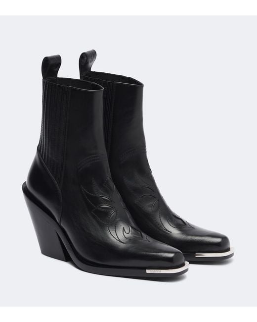 Rabanne Black Leather Cowboy Boots