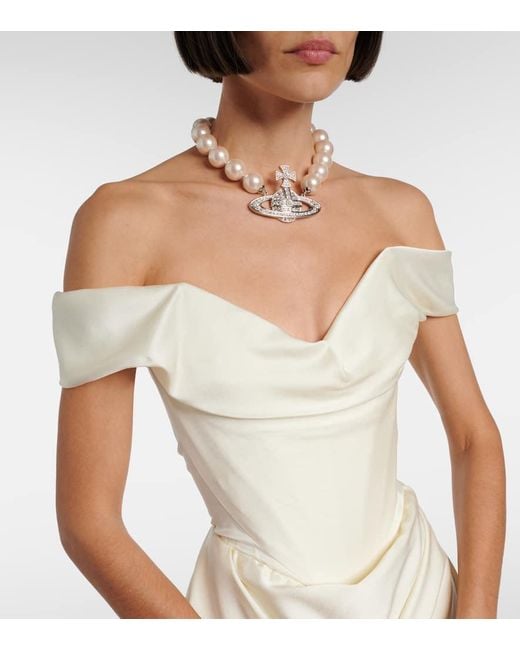Vivienne Westwood White Nova Cora Draped Satin Minidress