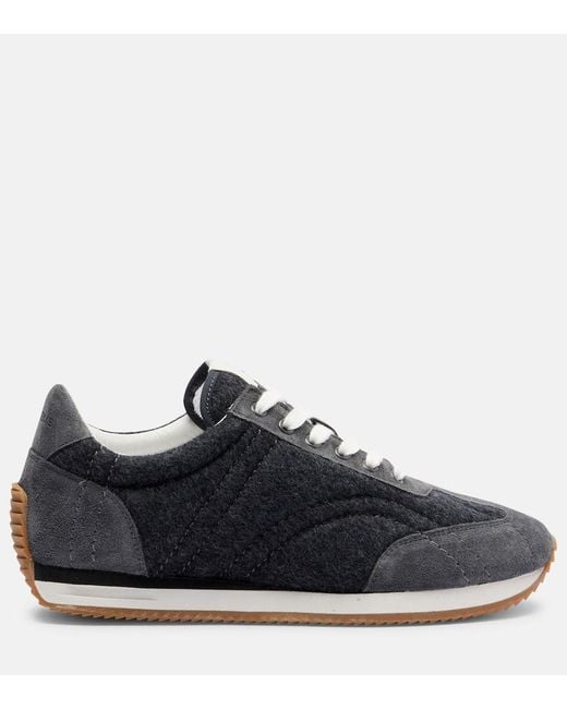 Totême  Blue Suede-Trimmed Sneakers