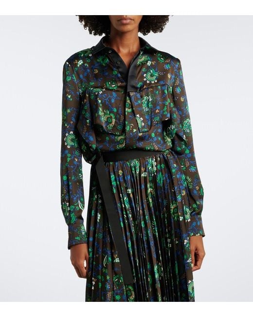 Sacai Green Floral Blouse