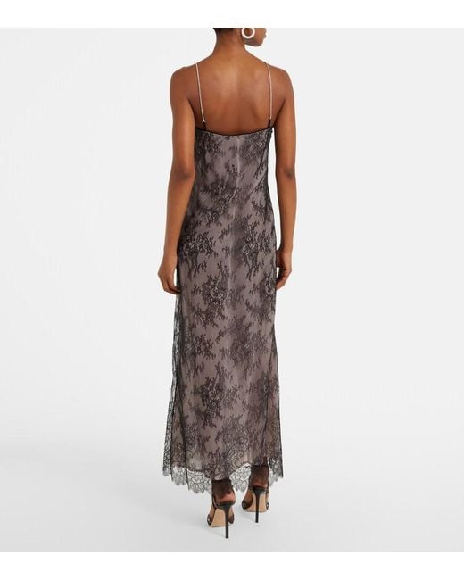 Blumarine Gray Rebrode Lace Midi Dress