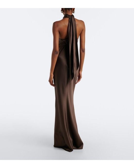 Ralph Lauren Multicolor Chilton Halterneck Satin Gown